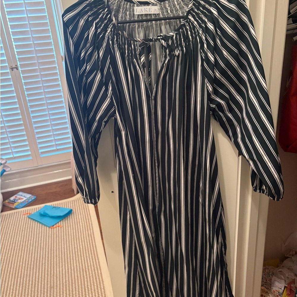Laker Black and White Striped Maxi Dress